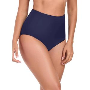 Ocean Blues Women’s High Waisted Bikini Bottom Full Coverage Swimsuit(Navy Blue)