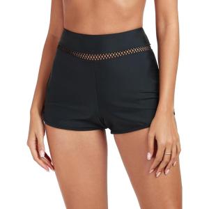 Ocean Blues Women’s High Waisted Board Shorts Mesh-Trim Tankini Boyshorts(Black)