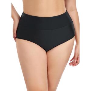 Ocean Blues Women’s Plus Size High Waisted Bikini Bottom Full Coverage Swim Bottom(Black)
