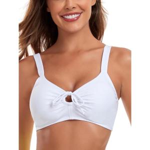 Ocean Blues Women’s Retro Cutout Bikini Tops for Women Lace Up Back Padded Swimsuit Top(White)