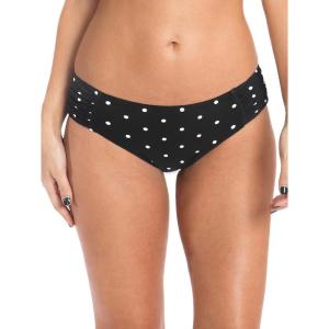 Ocean Blues Women’s Ruched Sides Bikini Bottom Medium Coverage Bikini Bottom(Black Polka Dot)