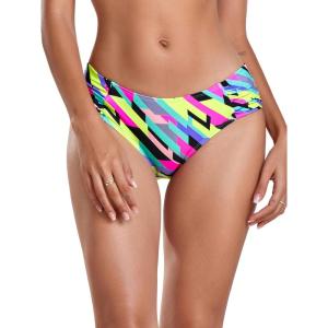 Ocean Blues Women’s Ruched Sides Bikini Bottom Medium Coverage Bikini Bottom(Neon Striped)