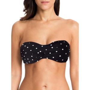 Ocean Blues Women’s Strapless Swimsuits for Women Bandeau Bikini Top Tie Back Halter Bathing Suit Top(Black & White Dot)