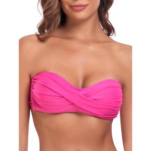 Ocean Blues Women’s Strapless Swimsuits for Women Bandeau Bikini Top Tie Back Halter Bathing Suit Top(Hot Pink)