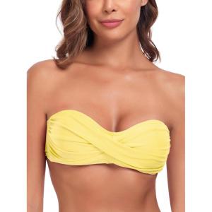 Ocean Blues Women’s Strapless Swimsuits for Women Bandeau Bikini Top Tie Back Halter Bathing Suit Top(Lemon Yellow)