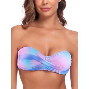 Ocean Blues Women’s Strapless Swimsuits for Women Bandeau Bikini Top Tie Back Halter Bathing Suit Top(Splash)