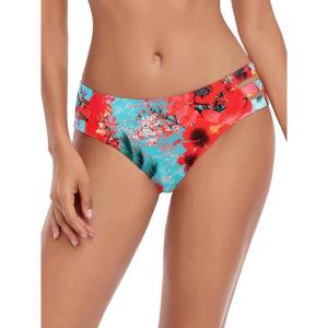 Ocean Blues Women’s Strappy Bikini Bottom Full Coverage Swim Briefs(Blue Floral)