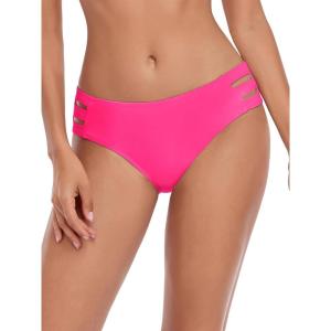 Ocean Blues Women’s Strappy Bikini Bottom Full Coverage Swim Briefs(Hot Pink)