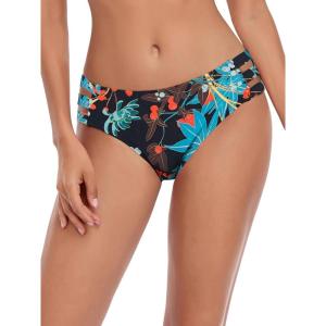Ocean Blues Women’s Strappy Bikini Bottom Full Coverage Swim Briefs(Leaf Pattern)