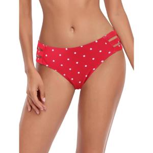 Ocean Blues Women’s Strappy Bikini Bottom Full Coverage Swim Briefs(Red Polka Dot)