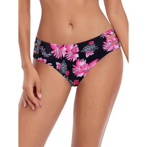 Ocean Blues Women’s Strappy Bikini Bottom Full Coverage Swim Briefs(Rose Redbud)