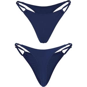 Ocean Blues Women’s Thong Bikini Bottom(Navy Blue)