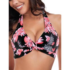 Ocean Blues Women’s V-Neck Bikini Top Twist Triangle Swimsuit Top Halter Bathing Suit Top(Neon Green+jungle)