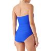 Ocean Blues Women’s Bandeau One Pieces Swimsuit Molded Cups Shirring Tummy Control Bathing Suit(Blue)