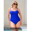Ocean Blues Women’s Bandeau One Pieces Swimsuit Molded Cups Shirring Tummy Control Bathing Suit(Blue)