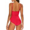 Ocean Blues Women’s Bandeau One Pieces Swimsuit Molded Cups Shirring Tummy Control Bathing Suit(Red)