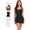 Ocean Blues Women’s Boyshort Swimsuit with Built-in Bra Active One Piece Bathing Suit Modest Athletic Swimwear(Black)