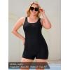 Ocean Blues Women’s Boyshort Swimsuit with Built-in Bra Active One Piece Bathing Suit Modest Athletic Swimwear(Black)