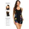 Ocean Blues Women’s Boyshort Swimsuit with Built-in Bra Active One Piece Bathing Suit Modest Athletic Swimwear(Color Block)