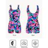 Ocean Blues Women’s Boyshort Swimsuit with Built-in Bra Active One Piece Bathing Suit Modest Athletic Swimwear(Colorful Leaves)