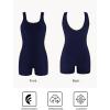 Ocean Blues Women’s Boyshort Swimsuit with Built-in Bra Active One Piece Bathing Suit Modest Athletic Swimwear(Navy Blue)