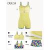Ocean Blues Women’s Boyshort Swimsuit with Built-in Bra Active One Piece Bathing Suit Modest Athletic Swimwear(Neon Striped)