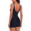 Ocean Blues Women’s Boyshort Swimsuit with Built-in Bra Active One Piece Bathing Suit Modest Athletic Swimwear(Purple Leopard)