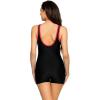 Ocean Blues Women’s Boyshort Swimsuit with Built-in Bra Active One Piece Bathing Suit Modest Athletic Swimwear(Red)