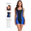 Ocean Blues Women’s Boyshort Swimsuit with Built-in Bra Active One Piece Bathing Suit Modest Athletic Swimwear(Royal Blue)