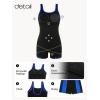 Ocean Blues Women’s Boyshort Swimsuit with Built-in Bra Active One Piece Bathing Suit Modest Athletic Swimwear(Royal Blue)