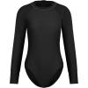 Ocean Blues Women’s Lond Sleeves One Piece Bathing Suit Sun Protection Swimwear UV UPF 50+ Rash Guard Zipper Swimsuit(Black)