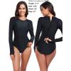 Ocean Blues Women’s Lond Sleeves One Piece Bathing Suit Sun Protection Swimwear UV UPF 50+ Rash Guard Zipper Swimsuit(Black)