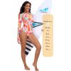 Ocean Blues Women’s Lond Sleeves One Piece Bathing Suit Sun Protection Swimwear UV UPF 50+ Rash Guard Zipper Swimsuit(Leaf Print)