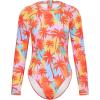 Ocean Blues Women’s Lond Sleeves One Piece Bathing Suit Sun Protection Swimwear UV UPF 50+ Rash Guard Zipper Swimsuit(Leaf Print)