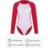 Ocean Blues Women’s Lond Sleeves One Piece Bathing Suit Sun Protection Swimwear UV UPF 50+ Rash Guard Zipper Swimsuit(Red)