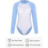Ocean Blues Women’s Lond Sleeves One Piece Bathing Suit Sun Protection Swimwear UV UPF 50+ Rash Guard Zipper Swimsuit(Sea Blue)