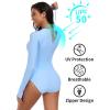 Ocean Blues Women’s Lond Sleeves One Piece Bathing Suit Sun Protection Swimwear UV UPF 50+ Rash Guard Zipper Swimsuit(Sea Blue)