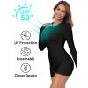 Ocean Blues Women’s Long Sleeve One Piece Bathing Suit Athletic Boyleg One Piece Swimsuit UPF 50+ Sun Protection Rash Guard(Black)