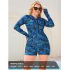 Ocean Blues Women’s Long Sleeve One Piece Bathing Suit Athletic Boyleg One Piece Swimsuit UPF 50+ Sun Protection Rash Guard(Blue Leaf)