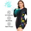 Ocean Blues Women’s Long Sleeve One Piece Bathing Suit Athletic Boyleg One Piece Swimsuit UPF 50+ Sun Protection Rash Guard(Corlor Block)