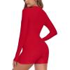 Ocean Blues Women’s Long Sleeve One Piece Bathing Suit Athletic Boyleg One Piece Swimsuit UPF 50+ Sun Protection Rash Guard(Red)