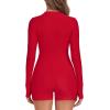 Ocean Blues Women’s Long Sleeve One Piece Bathing Suit Athletic Boyleg One Piece Swimsuit UPF 50+ Sun Protection Rash Guard(Red)