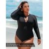 Ocean Blues Women’s Long Sleeve Rash Guard Printed Surfing Swimsuit Zipper One Piece Bathing Suit(Black)