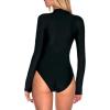 Ocean Blues Women’s Long Sleeve Rash Guard Printed Surfing Swimsuit Zipper One Piece Bathing Suit(Black)
