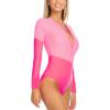 Ocean Blues Women’s Long Sleeve Rash Guard Printed Surfing Swimsuit Zipper One Piece Bathing Suit(Fuchsia & Hot Pink)