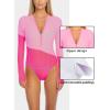 Ocean Blues Women’s Long Sleeve Rash Guard Printed Surfing Swimsuit Zipper One Piece Bathing Suit(Fuchsia & Hot Pink)