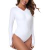 Ocean Blues Women’s Long Sleeve Rash Guard Printed Surfing Swimsuit Zipper One Piece Bathing Suit(White)