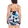 Ocean Blues Women’s Plus Size Boyleg One Piece Bathing Suit Tummy Control Retro One Piece Swimsuit(Floral Print)