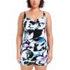 Ocean Blues Women’s Plus Size Boyleg One Piece Bathing Suit Tummy Control Retro One Piece Swimsuit(Floral Print)