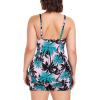 Ocean Blues Women’s Plus Size Boyleg One Piece Bathing Suit Tummy Control Retro One Piece Swimsuit(Leaf Print)